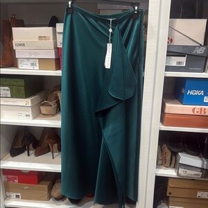 Trina Turk Green Midi Wrap Skirt Asymmetrical Resort Wear